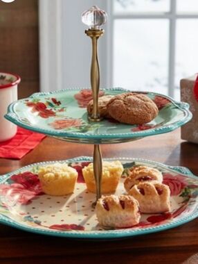 Rare The Pioneer Woman Cheerful Rose Two-Tier Serving Stand
